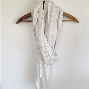 American Eagle White Scarf with sparkle plaid